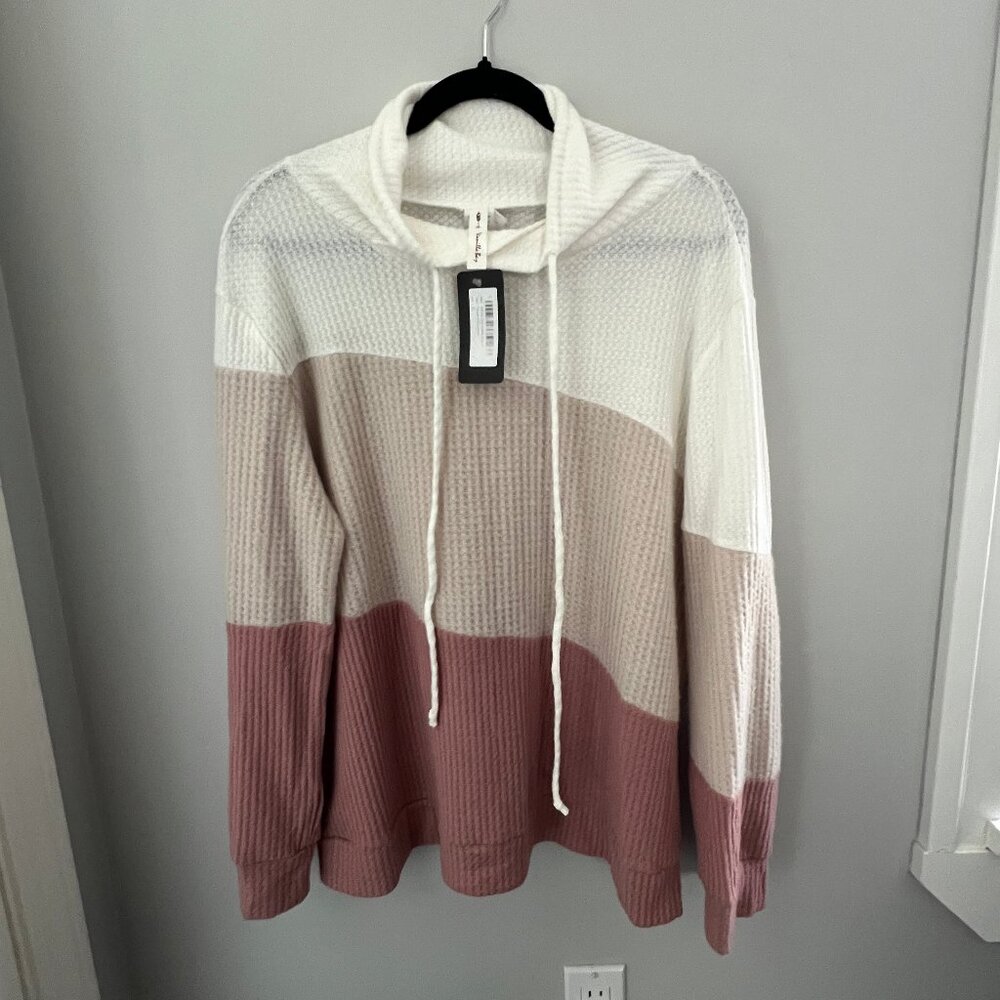 Ladies Waffle Colour Block Sweater